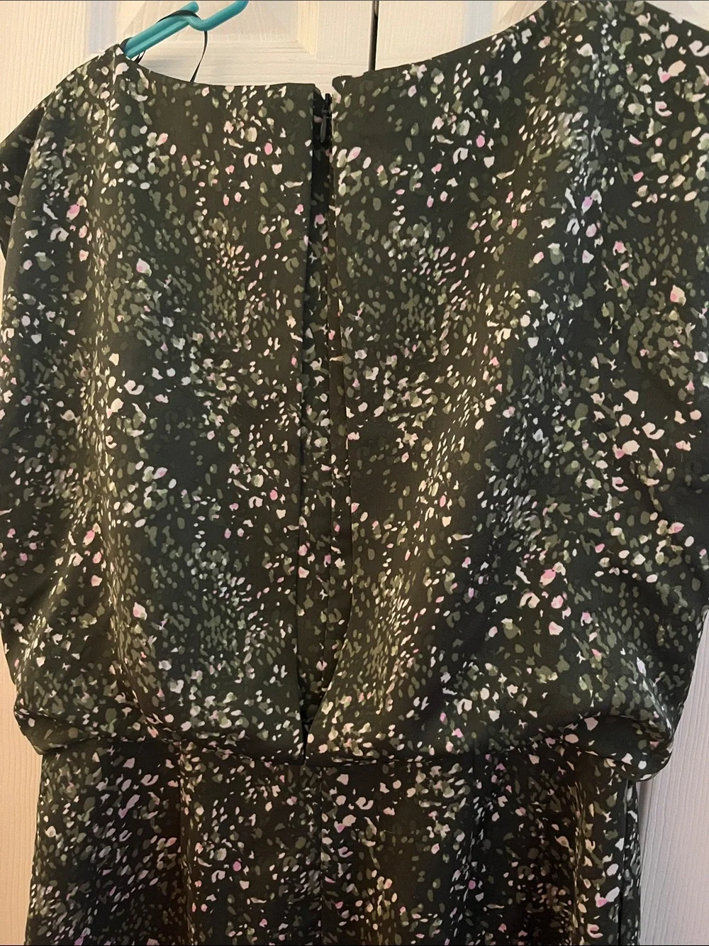 Banana Republic Sleeveless Dark Green Floral Blouson Waist Dress